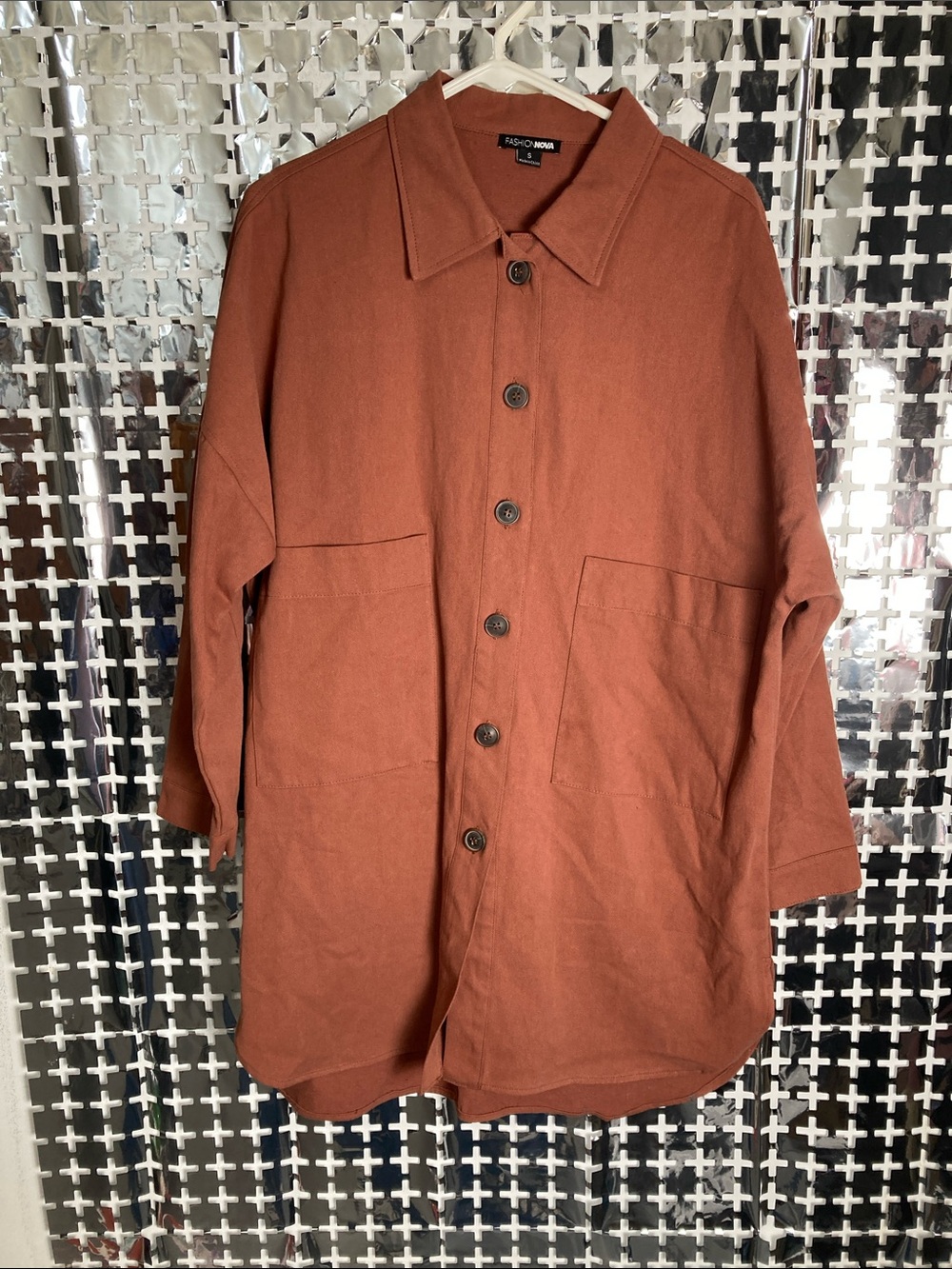 Fashion Nova Rust Utility Button-Up Jacket